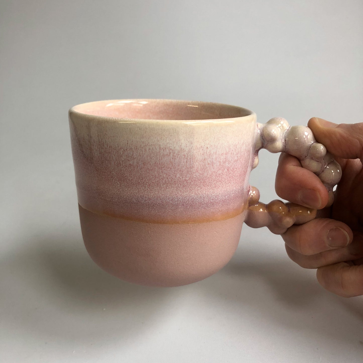 Big cup with matte purple bottom and rosa glaze