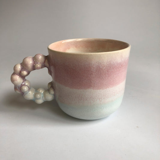 Big cup with iceblue and rosa glaze