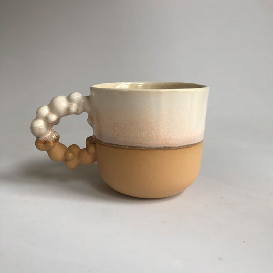 Big cup with matte light brown and white glaze